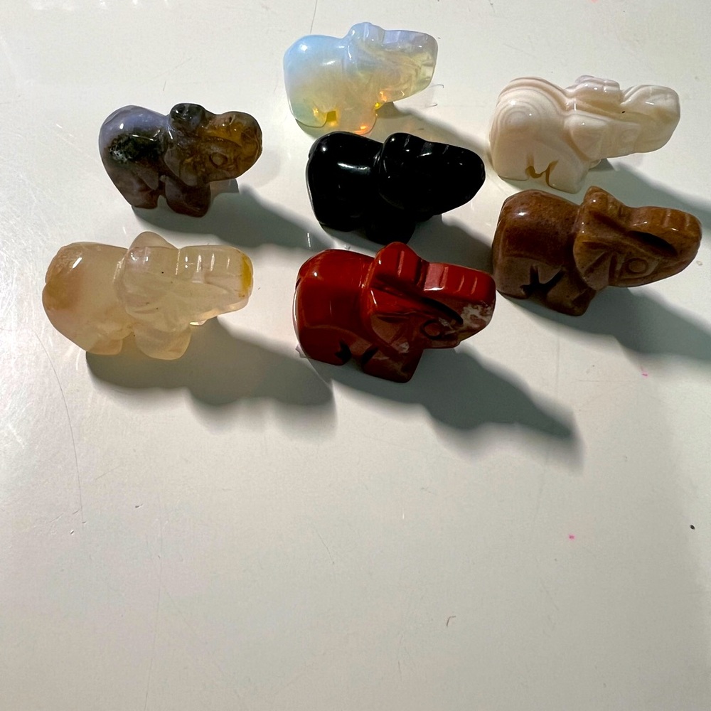 Semi Precious Stone Elephants
